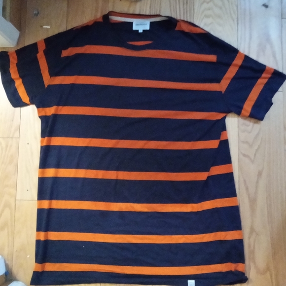 Norse Projects orange and blue striped short sleeve shirt size XL - Picture 1 of 4